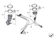 Топливный насос/датчик уровня наполнения для BMW E53 X5 4.4i M62 (схема запасных частей)
