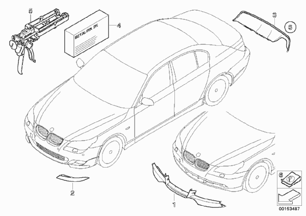 Насадки на передн.фартук M Performance для BMW E60N 530xd M57N2 (схема запчастей)