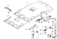 Потолок / поручень для BMW E87 120i N46 (схема запасных частей)