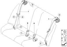 Ремень безопасности Зд для BMW E92 320d N47 (схема запасных частей)