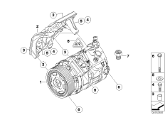 Компрессор кондиционера/дополн.элементы для BMW E90N 335i N55 (схема запасных частей)