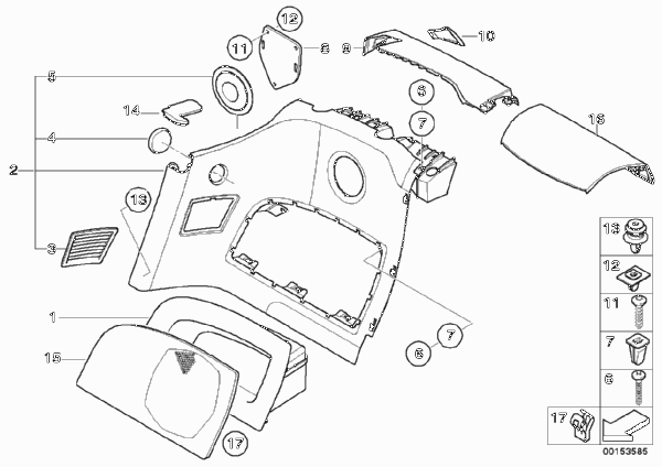 боковая обшивка задняя для BMW E86 Z4 M3.2 S54 (схема запчастей)