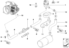 Клапан вент.топл.бака/клапан прим.возд. для BMW E38 735i M62 (схема запасных частей)