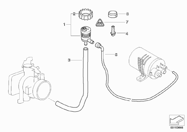 Клапан вентиляции топливного бака для BMW E46 316i 1.6 M43 (схема запчастей)
