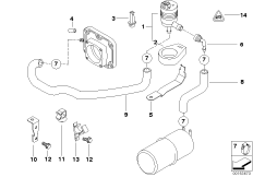 Клапан вентиляции топливного бака для BMW E38 740i M62 (схема запасных частей)