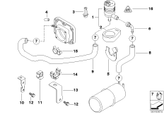 Клапан вентиляции топливного бака для BMW E39 535i M62 (схема запасных частей)