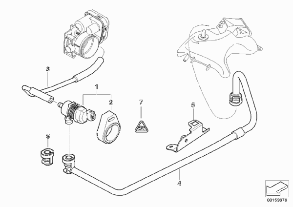 Клапан вентиляции топливного бака для BMW E65 730i M54 (схема запчастей)