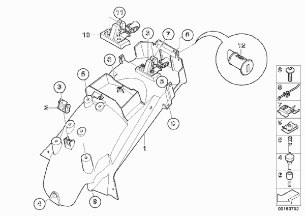 Колпак колеса Зд, доп.элементы для BMW K44 K 1200 GT (0587,0597) 0 (схема запчастей)