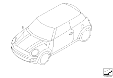 Дооснащение декор.полосами капота для BMW R56N Cooper S N18 (схема запасных частей)