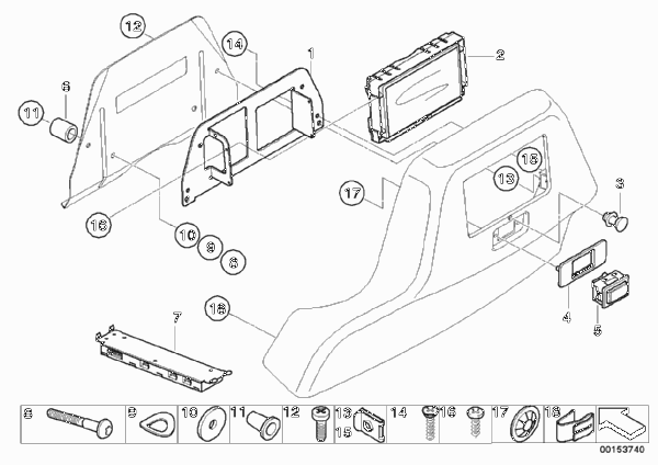 Индив.доп.элем.Rear Seat Infotainment для BMW E65 730i N52 (схема запчастей)