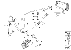 Трубопроводы хладагента для BMW E53 X5 3.0i M54 (схема запасных частей)