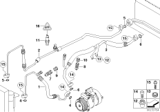 Трубопроводы хладагента для BMW E66 750Li N62N (схема запасных частей)