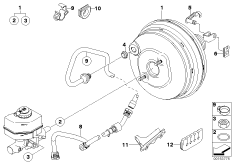 Вакуумный усилитель тормозов для BMW E83N X3 2.5si N52N (схема запасных частей)