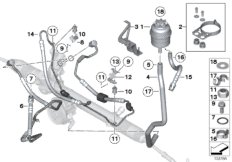 Бачок гидроус.рул.упр./трубопропроводы для BMW RR1N Phantom EWB N73 (схема запасных частей)