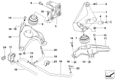 Подвеска двигателя для BMW E39 525d M57 (схема запасных частей)