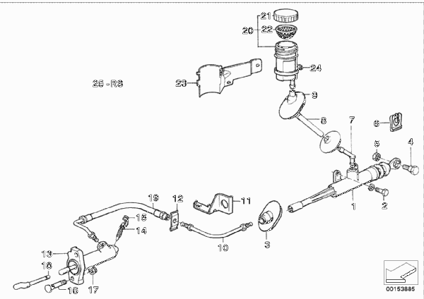 Привод управления сцеплением для BMW E30 320is S14 (схема запчастей)