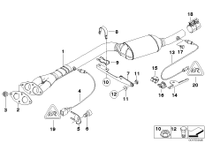 Катализатор/передний доп.глушитель для BMW E83 X3 2.0i N46 (схема запасных частей)