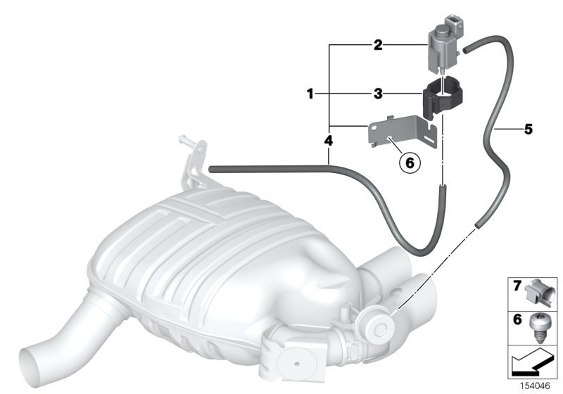 Вакуумное управление заслонкой глушителя для BMW E88 135i N54 (схема запчастей)