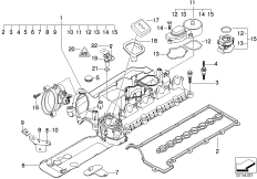 Крышка головки блока цилиндров для BMW E87 118d M47N2 (схема запасных частей)