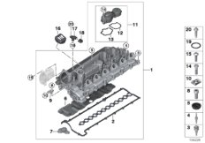 Крышка головки блока цилиндров для BMW E70 X5 3.0d M57N2 (схема запасных частей)