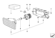 Детали противотуманной фары для BMW E36 M3 3.2 S50 (схема запасных частей)