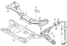 Балка переднего моста/поперечный рычаг для BMW E85 Z4 M3.2 S54 (схема запасных частей)