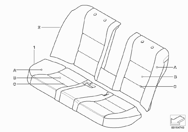 Инд.обивка подушки Зд сиденья LC для BMW E60N 550i N62N (схема запчастей)