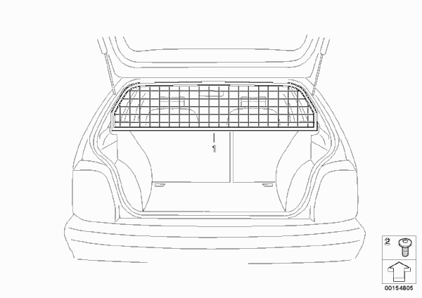 Разделительная решетка багажн.отделения для BMW E39 530i M54 (схема запчастей)