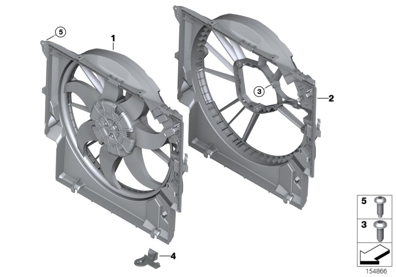 Кожух вентилятора-дополнительн.элементы для BMW E91N 335d M57N2 (схема запчастей)