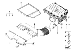 Глушитель шума всасыв./сменн.эл.фильтра для BMW E93N 335i N55 (схема запасных частей)