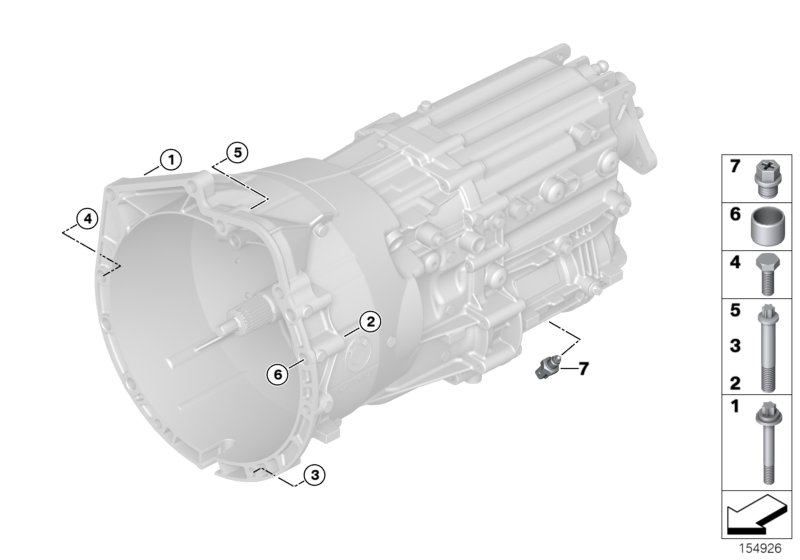 Крепление/дополнит.элементы КПП для BMW E60N 525xd M57N2 (схема запчастей)