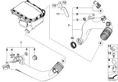Воздуховод для BMW E90N 335i N54 (схема запасных частей)