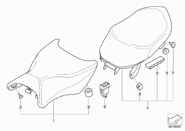 Сиденье для BMW K44 K 1200 GT (0587,0597) 0 (схема запчастей)