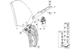 Механизм перемещения стекла двери Зд для BMW R52 Cooper W10 (схема запасных частей)