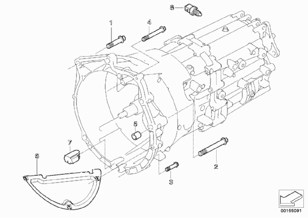 Крепление/дополнит.элементы КПП для BMW E83 X3 2.0i N46 (схема запчастей)