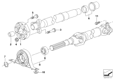 Детали карданного вала, полноприводный для BMW E83 X3 2.0d M47N2 (схема запасных частей)