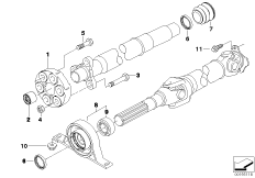 Детали карданного вала, полноприводный для BMW E83N X3 2.0i N46 (схема запасных частей)
