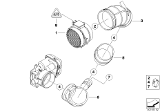 Термоанемометрический расходомер воздуха для BMW E46 325Ci M54 (схема запасных частей)