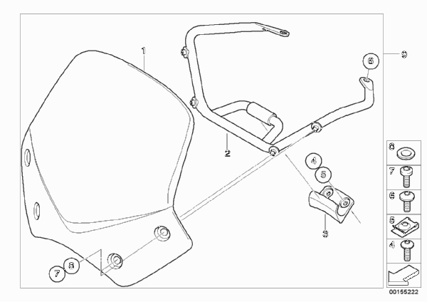 Ветрозащитный щиток, тонированный для BMW K27 R 1200 R 06 (0378,0398) 0 (схема запчастей)