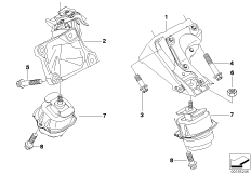 Подвеска двигателя для BMW E70 X5 4.8i N62N (схема запасных частей)