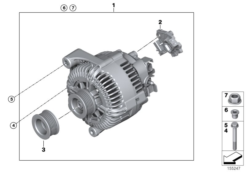 генератор для BMW E70 X5 3.0sd M57N2 (схема запчастей)