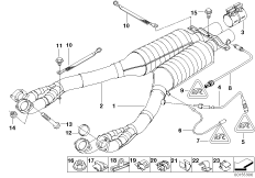 Катализатор/передний доп.глушитель для BMW E52 Z8 S62 (схема запасных частей)