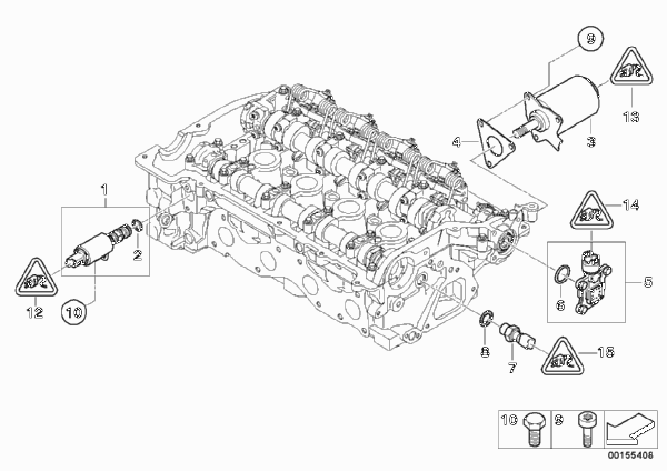 Головка бл.цил. - дополнит.эл.элементы для BMW R57 Cooper N12 (схема запчастей)