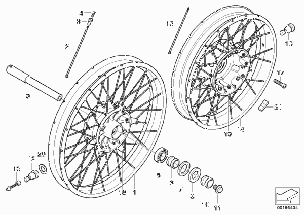 Колесо со спицами для BMW K25H HP2 Enduro (0369,0389) 0 (схема запчастей)