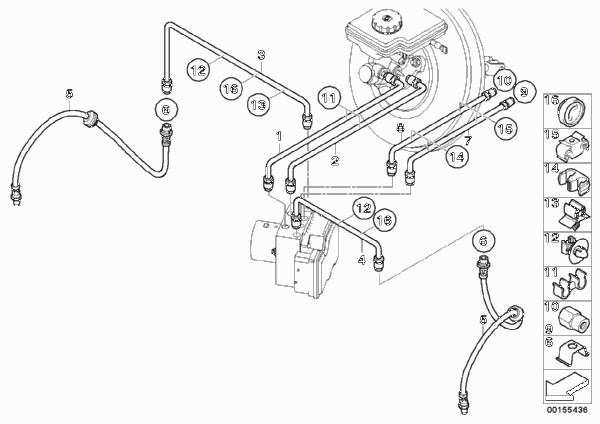 Трубопровод тормозного привода Пд для BMW R55N Cooper D 2.0 N47N (схема запчастей)