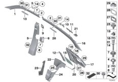 Накладки и облицовки Внутр для BMW RR1 Phantom EWB N73 (схема запасных частей)