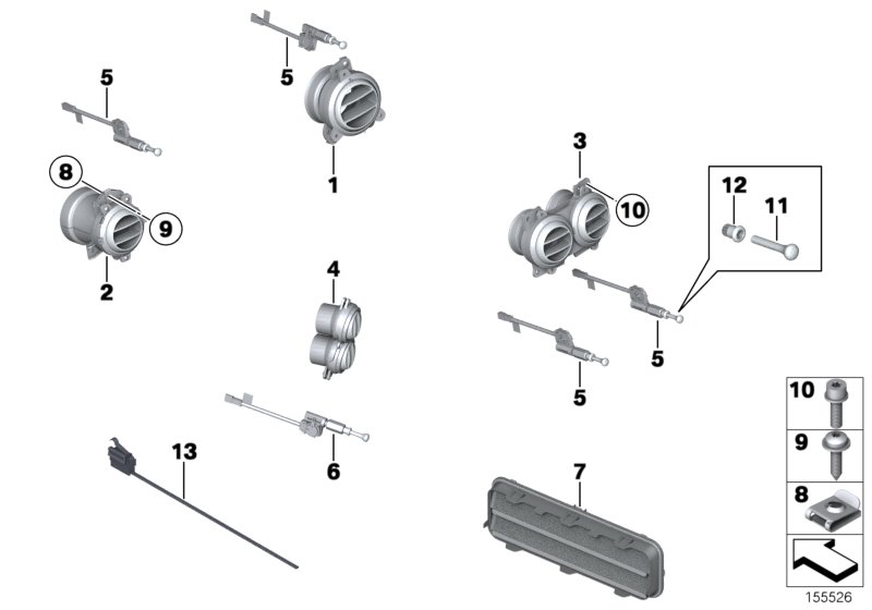 Air vents для BMW RR3 Coupé N73 (схема запчастей)