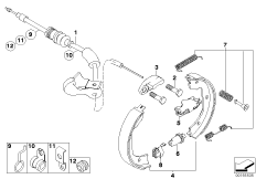 Стояночный тормоз/тормозные колодки для BMW E66 730Ld M57N2 (схема запасных частей)