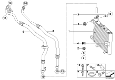 Маслян.радиатор/трубопр.масл.радиатора для BMW E83N X3 2.5si N52N (схема запасных частей)