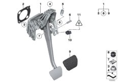 Педальный механизм АКПП для BMW E70N X5 M50dX N57X (схема запасных частей)